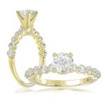 14K YELLOW GOLD 1/2CT ROUND DIAMOND LADIES SEMI MOUNT RING(CENTER STONE MOUNT ROUND DIAMOND 1CT)
