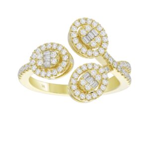 14K YELLOW GOLD 1/2CT ROUND/BAGUETTE DIAMOND LADIES FASHION RING
