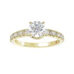 14K YELLOW GOLD 1/2CT ROUND/BAGUETTE DIAMOND LADIES RING(CENTER STONE MOUNT ROUND DIAMOND 1CT) - Image 3