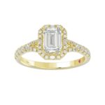 14K YELLOW GOLD 1/2CT ROUND/BAGUETTE DIAMOND LADIES SEMI MOUNT RING(CENTER STONE MOUNT EMERALD DIAMOND 1CT) - Image 3