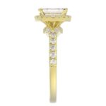14K YELLOW GOLD 1/2CT ROUND/BAGUETTE DIAMOND LADIES SEMI MOUNT RING(CENTER STONE MOUNT EMERALD DIAMOND 1CT) - Image 5