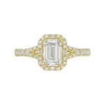 14K YELLOW GOLD 1/2CT ROUND/BAGUETTE DIAMOND LADIES SEMI MOUNT RING(CENTER STONE MOUNT EMERALD DIAMOND 1CT) - Image 6