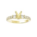 14K YELLOW GOLD 1/2CT ROUND/BAGUETTE DIAMOND LADIES SEMI MOUNT RING(CENTER STONE MOUNT OVAL DIAMOND 1CT) - Image 2