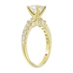 14K YELLOW GOLD 1/2CT ROUND/BAGUETTE DIAMOND LADIES SEMI MOUNT RING(CENTER STONE MOUNT OVAL DIAMOND 1CT) - Image 3