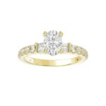 14K YELLOW GOLD 1/2CT ROUND/BAGUETTE DIAMOND LADIES SEMI MOUNT RING(CENTER STONE MOUNT OVAL DIAMOND 1CT) - Image 4