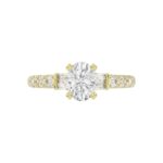 14K YELLOW GOLD 1/2CT ROUND/BAGUETTE DIAMOND LADIES SEMI MOUNT RING(CENTER STONE MOUNT OVAL DIAMOND 1CT) - Image 7