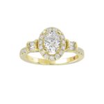 14K YELLOW GOLD 1/2CT ROUND/BAGUETTE DIAMOND LADIES SEMI MOUNT RING(CENTER STONE MOUNT OVAL DIAMOND 1CT) - Image 3