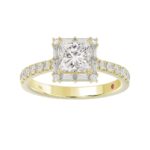 14K YELLOW GOLD 1/2CT ROUND/BAGUETTE DIAMOND LADIES SEMI MOUNT RING(CENTER STONE MOUNT PRINCESS DIAMOND 1CT) - Image 3