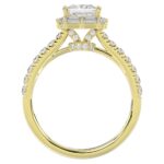 14K YELLOW GOLD 1/2CT ROUND/BAGUETTE DIAMOND LADIES SEMI MOUNT RING(CENTER STONE MOUNT PRINCESS DIAMOND 1CT) - Image 4