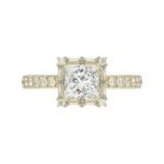 14K YELLOW GOLD 1/2CT ROUND/BAGUETTE DIAMOND LADIES SEMI MOUNT RING(CENTER STONE MOUNT PRINCESS DIAMOND 1CT) - Image 6