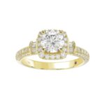 14K YELLOW GOLD 1/2CT ROUND/BAGUETTE DIAMOND LADIES SEMI MOUNT RING(CENTER STONE MOUNT ROUND DIAMOND 1CT) - Image 3