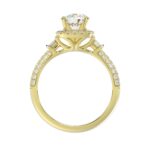 14K YELLOW GOLD 1/2CT ROUND/BAGUETTE DIAMOND LADIES SEMI MOUNT RING(CENTER STONE MOUNT ROUND DIAMOND 1CT) - Image 4