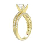 14K YELLOW GOLD 1/2CT ROUND/BAGUETTE/PRINCESS DIAMOND LADIES SEMI MOUNT RING(CENTER STONE MOUNT PRINCESS DIAMOND 1CT) - Image 2