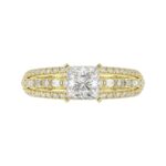 14K YELLOW GOLD 1/2CT ROUND/BAGUETTE/PRINCESS DIAMOND LADIES SEMI MOUNT RING(CENTER STONE MOUNT PRINCESS DIAMOND 1CT) - Image 6