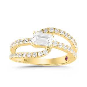 14K YELLOW GOLD 1/2CT ROUND/EMERALD DIAMOND LADIES RING (CENTER STONE EMERALD DIAMOND 1/2CT)