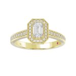 14K YELLOW GOLD 1/2CT ROUND/EMERALD DIAMOND LADIES RING(CENTER STONE MOUNT EMERALD DIAMOND 1CT) - Image 2