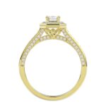 14K YELLOW GOLD 1/2CT ROUND/EMERALD DIAMOND LADIES RING(CENTER STONE MOUNT EMERALD DIAMOND 1CT) - Image 6