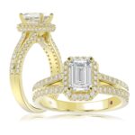 14K YELLOW GOLD 1/2CT ROUND/EMERALD DIAMOND LADIES SEMI MOUNT RING(CENTER STONE MOUNT EMERALD DIAMOND 1CT)