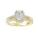 14K YELLOW GOLD 1/2CT ROUND/EMERALD DIAMOND LADIES SEMI MOUNT RING(CENTER STONE MOUNT EMERALD DIAMOND 1CT) - Image 3