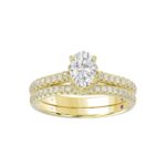 14K YELLOW GOLD 1/2CT ROUND/OVAL DIAMOND LADIES SEMI MOUNT BRIDAL SET(CENTER STONE MOUNT OVAL DIAMOND 1CT) - Image 3