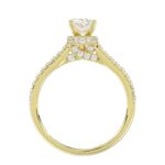 14K YELLOW GOLD 1/2CT ROUND/OVAL DIAMOND LADIES SEMI MOUNT BRIDAL SET(CENTER STONE MOUNT OVAL DIAMOND 1CT) - Image 4