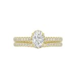 14K YELLOW GOLD 1/2CT ROUND/OVAL DIAMOND LADIES SEMI MOUNT BRIDAL SET(CENTER STONE MOUNT OVAL DIAMOND 1CT) - Image 6