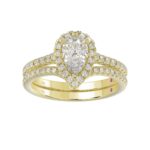 14K YELLOW GOLD 1/2CT ROUND/PEAR DIAMOND LADIES BRIDAL SET(CENTER STONE MOUNT PEAR DIAMOND 1CT) - Image 3