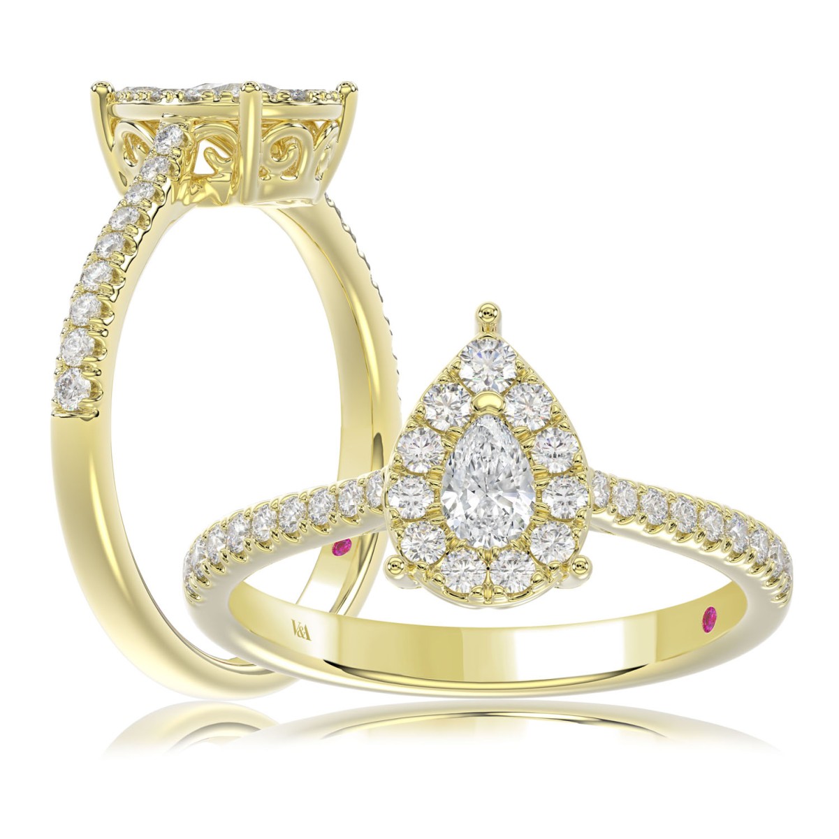 19176195_VA11155Y-1201x1201.jpg 14K YELLOW GOLD 1/2CT ROUND/PEAR DIAMOND LADIES RING - Image 1