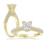 14K YELLOW GOLD 1/2CT ROUND/PRINCESS DIAMOND LADIES SEMI MOUNT RING(CENTER STONE MOUNT PRINCESS DIAMOND 1CT)