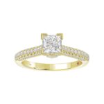 14K YELLOW GOLD 1/2CT ROUND/PRINCESS DIAMOND LADIES SEMI MOUNT RING(CENTER STONE MOUNT PRINCESS DIAMOND 1CT) - Image 6