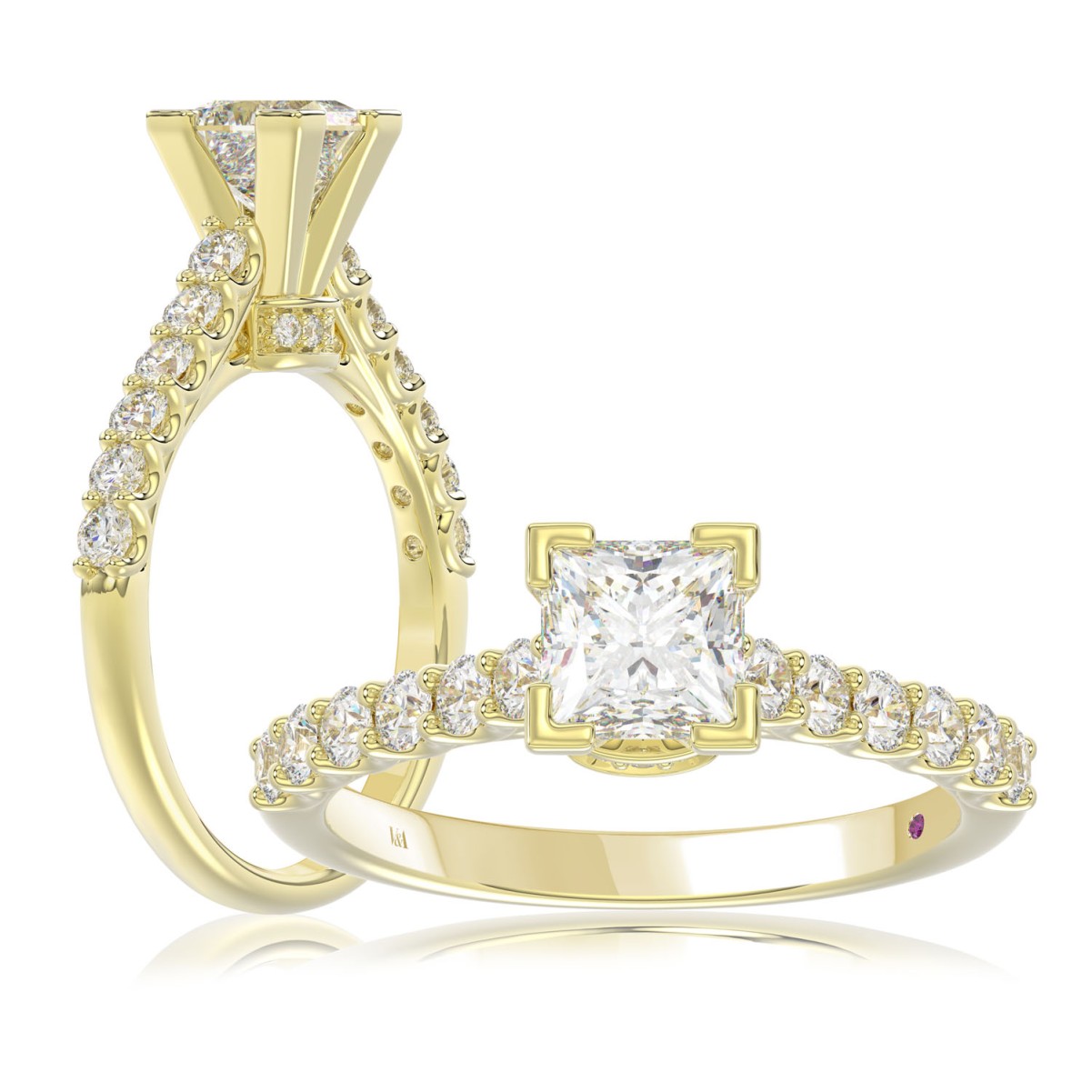 19176198_VA14709Y-AB-1201x1201.jpg 14K YELLOW GOLD 1/2CT ROUND/PRINCESS DIAMOND LADIES SEMI MOUNT RING(CENTER STONE MOUNT PRINCESS DIAMOND 1CT) - Image 1