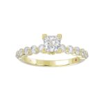 14K YELLOW GOLD 1/2CT ROUND/PRINCESS DIAMOND LADIES SEMI MOUNT RING(CENTER STONE MOUNT PRINCESS DIAMOND 1CT) - Image 4