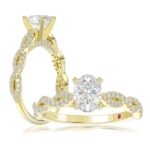 14K YELLOW GOLD 1/3CT ROUND DIAMOND LADIES SEMI MOUNT RING(CENTER STONE MOUNT OVAL DIAMOND 1CT)