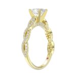 14K YELLOW GOLD 1/3CT ROUND DIAMOND LADIES SEMI MOUNT RING(CENTER STONE MOUNT OVAL DIAMOND 1CT) - Image 2
