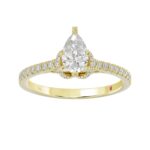 14K YELLOW GOLD 1/3CT ROUND/PEAR DIAMOND LADIES RING(CENTER STONE MOUNT PEAR DIAMOND 1CT) - Image 3