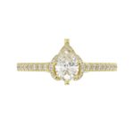 14K YELLOW GOLD 1/3CT ROUND/PEAR DIAMOND LADIES RING(CENTER STONE MOUNT PEAR DIAMOND 1CT) - Image 6