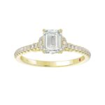 14K YELLOW GOLD 1/4CT ROUND DIAMOND LADIES SEMI MOUNT RING(CENTER STONE MOUNT EMERALD DIAMOND 1CT) - Image 2
