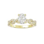 14K YELLOW GOLD 1/4CT ROUND DIAMOND LADIES SEMI MOUNT RING(CENTER STONE MOUNT OVAL DIAMOND 1CT - Image 4