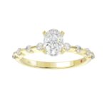 14K YELLOW GOLD 1/4CT ROUND DIAMOND LADIES SEMI MOUNT RING(CENTER STONE MOUNT OVAL DIAMOND 1CT) - Image 4