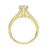 14K YELLOW GOLD 1/4CT ROUND DIAMOND LADIES SEMI MOUNT RING(CENTER STONE MOUNT PEAR DIAMOND 1CT) - Image 2