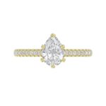 14K YELLOW GOLD 1/4CT ROUND DIAMOND LADIES SEMI MOUNT RING(CENTER STONE MOUNT PEAR DIAMOND 1CT) - Image 4