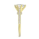 14K YELLOW GOLD 1/4CT ROUND DIAMOND LADIES SEMI MOUNT RING(CENTER STONE MOUNT PEAR DIAMOND 1CT) - Image 5