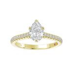 14K YELLOW GOLD 1/4CT ROUND DIAMOND LADIES SEMI MOUNT RING(CENTER STONE MOUNT PEAR DIAMOND 1CT) - Image 6