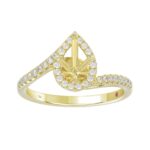 14K YELLOW GOLD 1/4CT ROUND DIAMOND LADIES SEMI MOUNT RING(CENTER STONE MOUNT PEAR DIAMOND 1CT) - Image 2