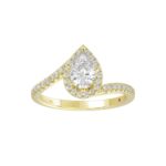 14K YELLOW GOLD 1/4CT ROUND DIAMOND LADIES SEMI MOUNT RING(CENTER STONE MOUNT PEAR DIAMOND 1CT) - Image 4