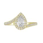 14K YELLOW GOLD 1/4CT ROUND DIAMOND LADIES SEMI MOUNT RING(CENTER STONE MOUNT PEAR DIAMOND 1CT) - Image 7