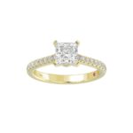 14K YELLOW GOLD 1/4CT ROUND DIAMOND LADIES SEMI MOUNT RING(CENTER STONE MOUNT PRINCESS DIAMOND 1CT) - Image 3