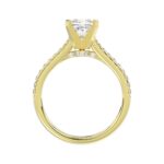 14K YELLOW GOLD 1/4CT ROUND DIAMOND LADIES SEMI MOUNT RING(CENTER STONE MOUNT PRINCESS DIAMOND 1CT) - Image 4