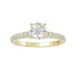 14K YELLOW GOLD 1/4CT ROUND DIAMOND LADIES SEMI MOUNT RING(CENTER STONE MOUNT ROUND DIAMOND 1CT) - Image 3