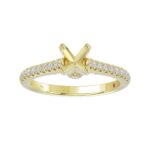 14K YELLOW GOLD 1/4CT ROUND DIAMOND LADIES SEMI MOUNT RING(CENTER STONE MOUNT ROUND DIAMOND 1CT) - Image 2